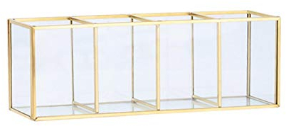 bulrusely Make Up Organizer Beauty Schminkpinsel Aufbewahrung Gold, Transparenter Glas Make Up Pinsel Aufbewahrungskiste Luxus Kosmetik Aufbewahrungsbox Für Nagellack, Lippenstifte Und Kosmetikpinsel
