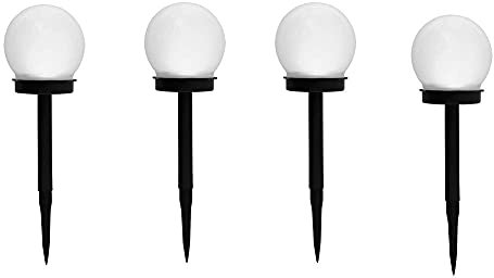 4 Pack Round Ball Solar Garden Light Mood Lamp Color Changing LED Night Lights, Solar Globe Stake Lamp Garden Lighting Landscape Path Lights For Lawn Patio Yard (Color : White)