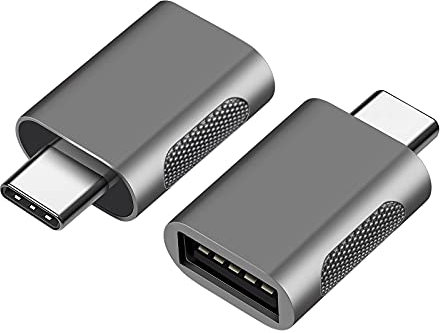 BEYEE Adaptador USB Hembra a USB-C Macho 2 Unidades, USB C a USB Adaptador Thunderbolt 3 a USB Hembra OTG para MacBook Pro2019, Air 2020, iPad Pro 2020, más Dispositivos Tipo C (Gris Espacio)