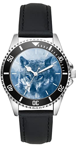 KIESENBERG Herrenuhr Wolf Fan Armbanduhr Geschenk Analog Quartz Lederarmband Uhr L-21195