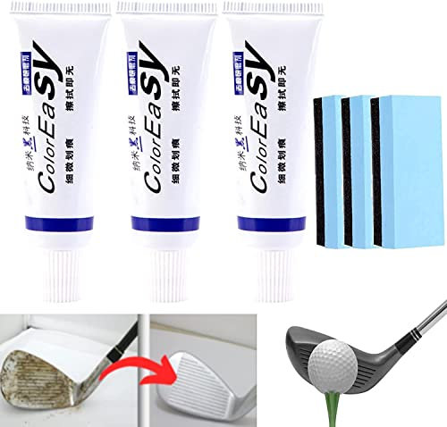 Endxedio Instant Golf Grip Repair Cleaner,Effectively Remove Scratch from Golf Club,Golf Club Cleaning Agent with Sponge,for Touch Up,Fill in,Customize or Renovate Your Clubs (3pcs)