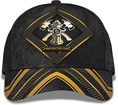 456 Trucker Baseballcap Feuerwehrmann-Vater-Feuerwehrmann-Axt-Logo-Hut 3D-Druck-Feuerwehr Baseball Cap Sonnenschutz Schirmmütze Basecap Casual Baseball Mütze Für Herren Tennis Auf Reisen