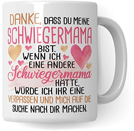 Schwiegermutter Tasse Schwiegermama Kaffeebecher lustig Kaffee-Becher mit Spruch lustig Geschenk Schwiegereltern Geschenkidee Hochzeit Geburtstag Humor Mutter von Ehemann Lieblingsschwiegermama