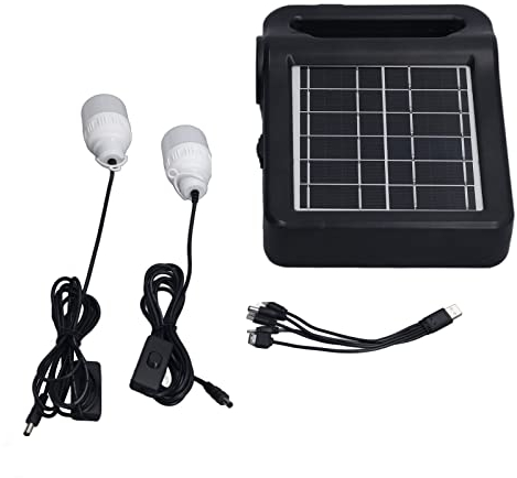 YUMILI Solarpanel-Lampen-Kit, 4000-mAh-Batterie, LED-Notstromversorgung, Kurzschlussschutz, tragbares Solarlichtsystem