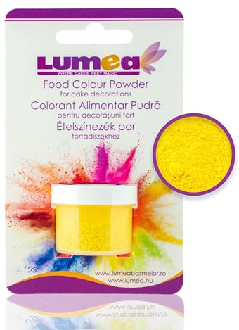 Dekozauber24 Lebensmittelfarbe Pulver, fettlöslich, 2-4g Dose für Fondant, Marzipan, etc. Backzubehör Tortendekoration (Gelb)
