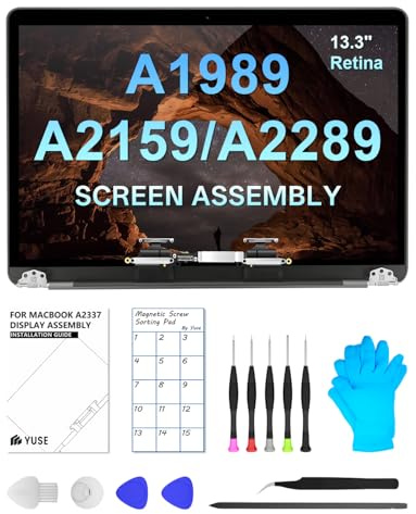 JQYDZH Pantalla LCD de repuesto de 13.3 para MacBook Pro A2159 A2289 A1989 A2251 EMC 3214 EMC 3358 3348 3456 3301 True Tone 2018 2019 2020 Retina Assembly (plata)