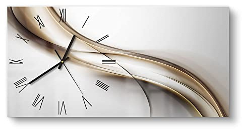 DEQORI Glasuhr | vertikal 60x30 cm | Motiv Diagonaler Schweif | große XXL Design Uhr aus Glas | leise Wanduhr für Wohnzimmer & Küche | moderne Hingucker Uhr für die Wand