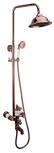 ZEDARO Duschset Vintage Antik Messing Duscharmatur Wandmontage Antik Kupfer Duschkopf Thermostat Badewanne Duscharmatur Luxus