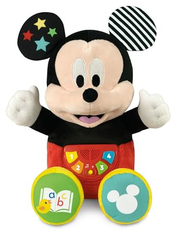 Clementoni Mes premières Histoires - Baby Mickey conteuse d’Histoires - Immersion Sonore Total - Jeu Educatif - pour Enfant Curieux - Moment de Détente - Lavable en Machine - Dès 6 Mois