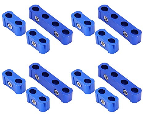 Chevy Spark Plug Wire Holder 10Mm, Ht Lead Clips, 12Pcs Spark Plug Wire Separator, Braided Engine Hose Separator Aluminum Alloy Aeroquip Hose Fitting Clamp Fitting Kit for 8mm 9mm 10mm