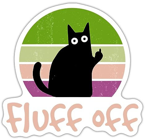 Spreadshirt Katze Mittelfinger Fluff Off Lustig Meme Sticker Aufkleber, 10 x 10 cm, Mattweiß