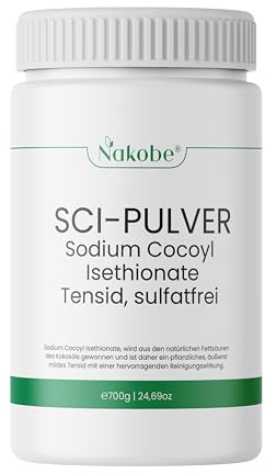 Nakobe Sodium Cocoyl Isethionate - SCI Pulver - 700g Milde Tenside für Sanfte Reinigung - Sulfatfrei für empfindliche Haut - Natriumcocoylisethionat