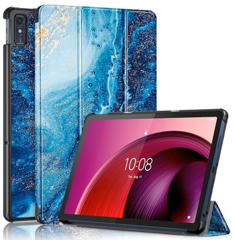 TOPCASE Custodia per Lenovo Tab M10 5G 10.6 pollici TB360ZU 2023, custodia protettiva ultra in pelle con funzione di sonno/sveglia per Tab M10 5G 2023, le onde