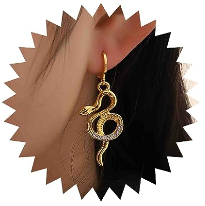 Aneneiceera Vintage Kristall Schlange Ohrringe - Gold Huggie Hoop CZ Punk Halloween Schmuck für Frauen und Mädchen