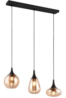 meineWunschleuchte 3-flammige LED Balkenpendelleuchte mit amberfarbigen Glas Lampenschirmen