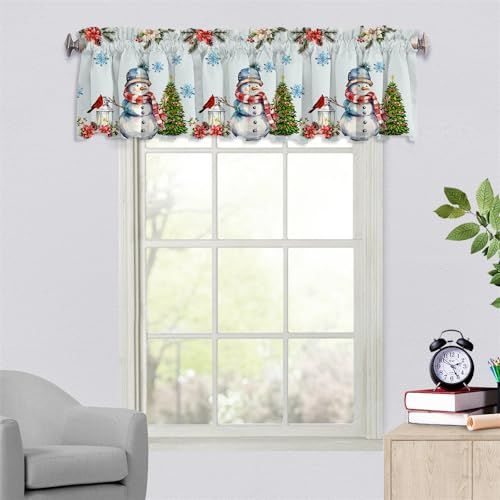 Surwin Bistrogardine Coffee Break Scheibengardine Küchengardine mit Rote Weihnachten Motiven, Kurzgardine Wohnzimmer Landhaus Càfe Gardinen Moderne Kurz Vorhang (137x45cm,Blauer Hut)