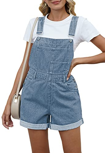 Pink Queen Women's Retro Revolt Dungaree Utility Denim Romper Shortalls