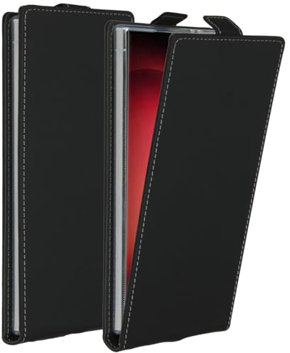 ACCEZZ Flip Case für Samsung Galaxy S24 Ultra – Magnetverschluss & Kartenfach – Stoßfestes Kunstleder (Schwarz)