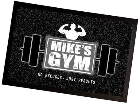 Artylicious Personalised Gym/weights room | Dumbells print Door mat 60 x 40cm | non slip indoor mat home gym accessories (Grey)