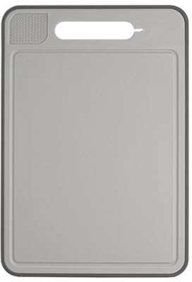 Easy to Clean Cutting Board Pp Silicone Chopping Hanging Design Defrosting with Sharpener Double Sided Cutter for Home Grey L