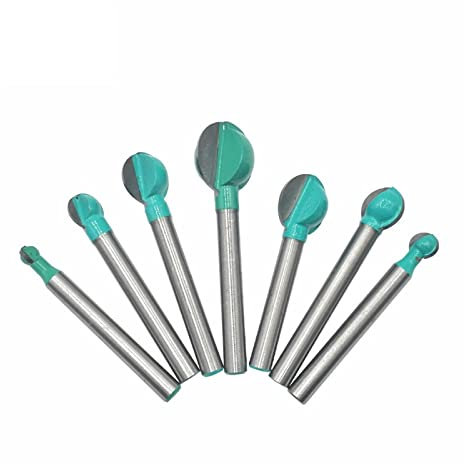 7pcs Ball End Grooving Router Bits, 6mm Shank Wood Carving Ball Nose Round Carving Bit Cove Milling Bit Tungsten Carbide Router Bit