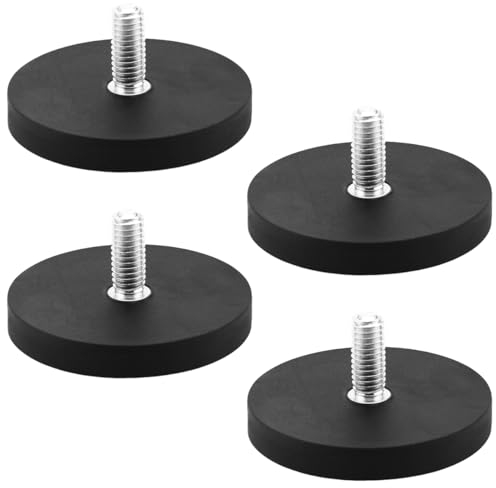 4 Stück Neodym Magnete Gummiert Ø 43mm, Magnet mit Gewinde M6 Außengewinde, Gummierte Magnete 10kg Haftkraft, Gummiert Magnet Anti-Rutsch, Magnetsysteme mit Gummimantelm für Fahrzeuge, Lampen