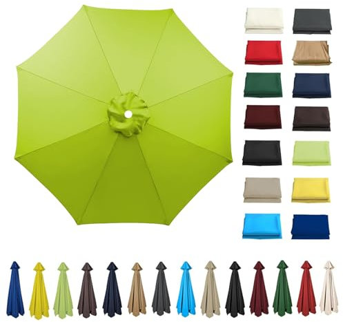 HonunGron Rechange Toile De Parasol De Jardin 2M/2.7M/3M Dessus De Parapluie De Remplacement pour 6 Bras/8 Bras,Toile de Rechange pour Terrasse Jardin Parasol,UV50+ (3m - 6 Ribs,Vert Herbe)