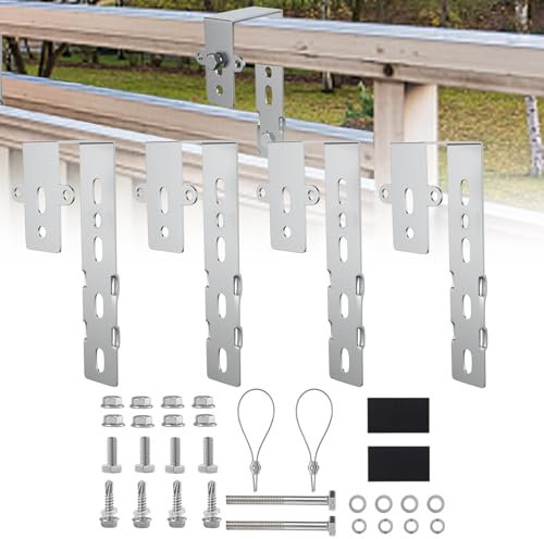 4PCS Solar Halterung Haken für Balkon - Eckig Photovoltaik Halterung für Solarmodule, Balkongelände, Solarpanel Aufhänger, Rohr bis 60mm Ø, Befestigung ohne Bohren