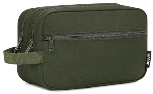 WANDF Kulturbeutel für Herren und Damen, Kosmetiktasche und Waschtasche für Männer und Frauen, mit Nass- und Trockentrennbeutel (Grün)