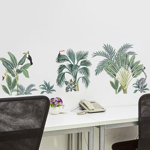 astylishome Wanddeko Wohnzimmer Wandtattoo Tropischen Blättern Grünem Gras Wandaufkleber Palmblättern Blumen Wandsticker Schlafzimmer Sofa TV Hintergrund Zuhause 0903