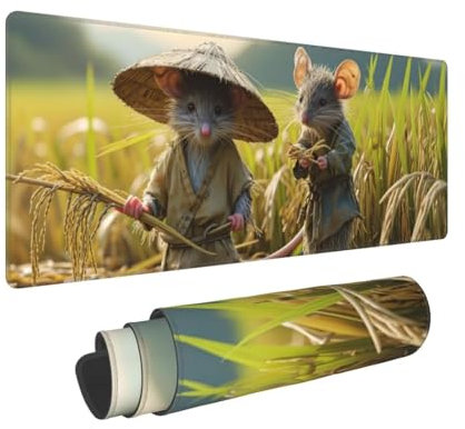 Grand Tapis de Souris de Jeu 900x300x3mm XXL Multifonction Mouse Pad, avec Bords Cousus, Base en Caoutchouc Naturel antidérapant Durable Tapis de Clavier Souris Tapis de Bureau pour Gamer E-441