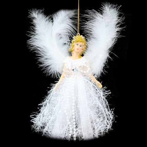 Christmas Baubles, Angels Christmas Tree Decorations, Plush Shatterproof Hanging Ornaments for Xmas Wedding Party Fireplace Window Gift Decor (White Angel)
