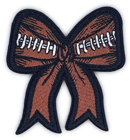 AAVEDGE Football Iron On Patches, Trendy Bow Bowknot Embroidered Jeans Patches, Women Sports Applique Girl Emblem Badge Sew On/Iron On Patch for Backpacks, Clothes, Clothing, Jackets, Jeans, & Hats.