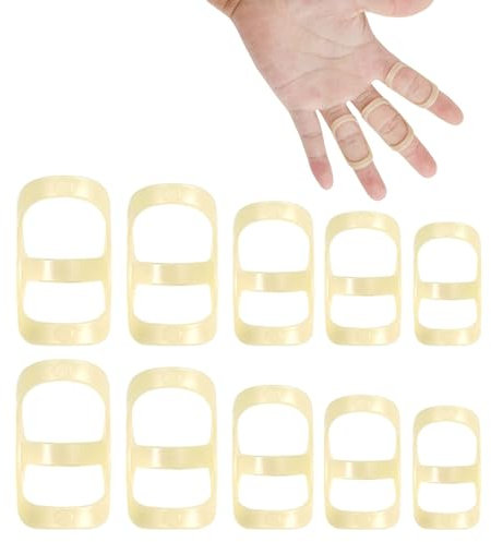 LERANXIN Fingerschutz, 10 Stück Fingerstabilisator, Kunststoff Schnappfinger Orthese, 5 Größen, Professionelle Fingerstütze, Fingerschiene für Fingergelenkstütze (8,9,10,11,12)