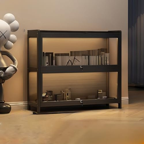 CTREVL Glasvitrine Stehend, Multifunktionale Staubdichte Glasvitrine, Sammlervitrine Vitrinenschrank, Versiegelt und Staubdicht, Leicht zu Reinigen, für Schlafzimmer, Wohnzimmer(80x32x72cm)