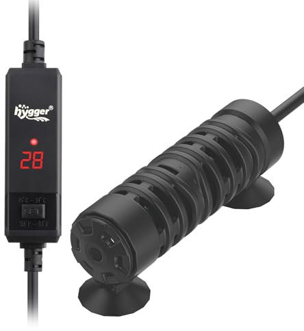 hygger Mini Chauffage pour Aquarium, 100W Submersible Aquarium Heater de Tortue with Digital Display Controller, Small Fish Tank Heater for 37-98L Freshwater Aquariums
