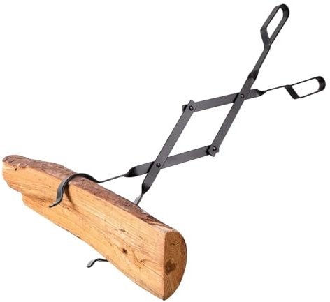 Brennholzzange, Kaminzange, Holzgreifer - Kaminzange für drinnen und draußen - Rostfreie, robuste Feuerstellenzange für Lagerfeuer, Kamin, Lagerfeuer, drinnen und draußen