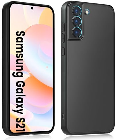 HuwaiH Handyhülle für Samsung Galaxy S21 Hülle, Upgraded Kameraschut, Anti-Rutsch Stoßfest Haltbarkeit Schutzhülle, Unterstützt kabelloses Laden Weich TPU Case, Passgenau für Samsung S21, Schwarz