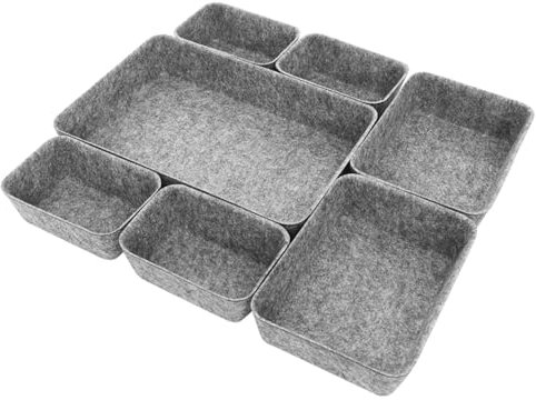 7 Stück Schubladen Organizer Filz,Polyesterfilz, Filzschale für Selbst gestalten Schubladen, Schubladen organizer büro für Schublade, Drawer Organizer für Makeup, Küchen (Hellgrau)