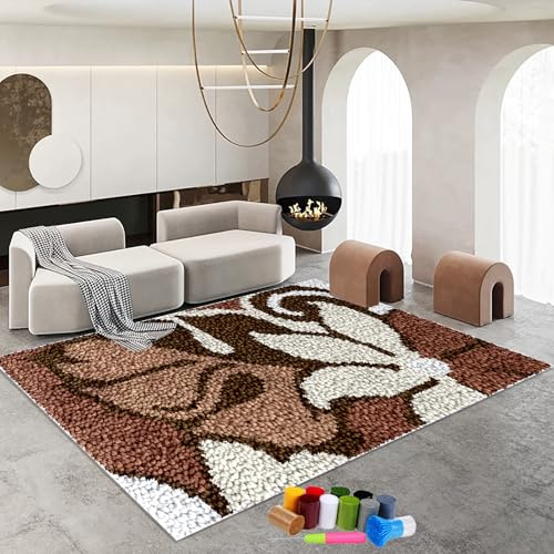90 x 120 cm Knüpfteppich Zum Selber Knüpfen - DIY Knüpfsets Kreuzstich Teppich Set - Knüpfset für Kinder Erwachsene Großer Teppich Knüpfen Set Erwachsene Kreuzstich Set - Fußabtreter Latch Hook Kit
