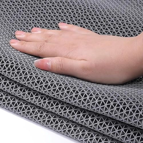 Tappetino drenante antiscivolo in PVC, spessore 0,6 cm, grigio, tappetino drenante per bagno, piscina, doccia, 120 cm x 100 cm