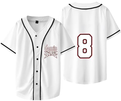 Outofgas SKZ Domin ATE World Tour 8 Baseball Jersey Bangchan LeeKnow Hyunjin Felix Unisex Fashion Short Sleeve, Weiss/opulenter Garten, M