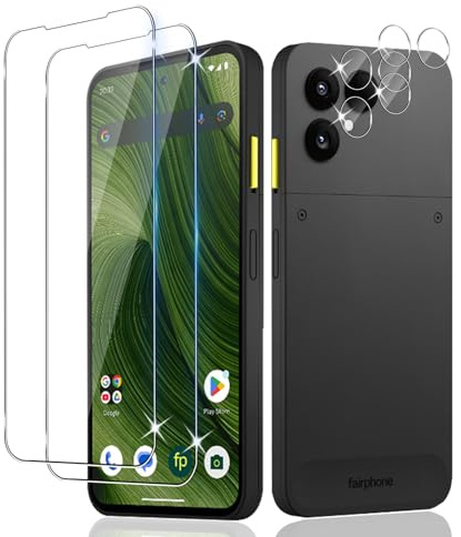 LiiLaa Schutzfolie für Fairphone 6 für Panzerglas, 2 Stück displayschutz mit 2 Stück Kameraschutz, 9H Härte Bläschenfrei Ultra-klar Schutzglas Displayfolie