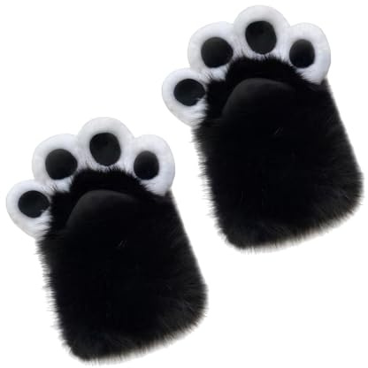 Unisex Niedlich Pfotenhandschuhe Pelzig Katze Handschuhe LARP Katzenpfoten Furry Requisiten Accessoires Halloween Cosplay Kostüm Zubehör Fursuit Spielzeug Requisiten Für Karneval Fasching Maskerade