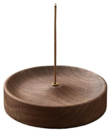 Holzlotus Räucherstäbchenhalter, Räucherstäbchen Halter, Incense Holder, Handgefertigter Brenner für Räucherstäbchen mit Asche-Auffangschale, für Yoga Meditation Teehaus