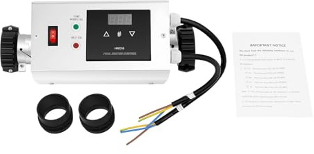 QIERF 3KW Elektrisch Poolheizung Schwimmbadheizung Thermostat Schwimmbad Spa Wärmetauscher Pool Heizung Geeignet für Familienbäder, Wellness-Clubs, Hotels und Private Schwimmbäder