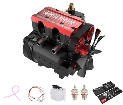 SEMTO Engine ST-NF2 L2 Engine Motor mit Startzündungssatz, 7.0cc Mini Zweizylinder Viertakt Nitromotor Modellbausatz, CNC Metall Luftgekühlter Verbrennungsmotor für RC Mechanikliebhaber