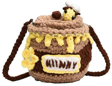 Kexpery Woven Crossbody Bags Cute Shoulder Bag Honey Pot Cartoon Handbag for Women Autumn Winter