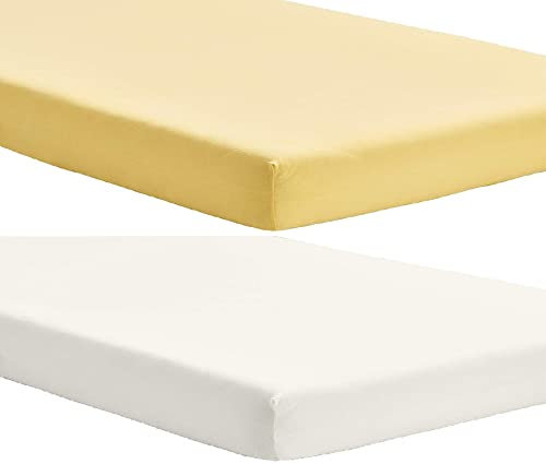 Dudu N Girlie Cotton Jersey Mini Cot Fitted Sheets, 50 cm x 10 cm, 2-Piece, Cream/Yellow