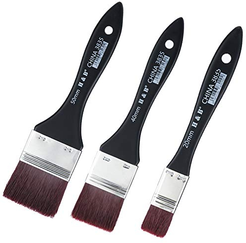 olyee Flachpinsel, 3 Stück Tools Pinselset Aquarell Acryl Malerpinsel Künstler Lackierpinsel, Lasurpinsel zum Ölmalerei und Malerei (20/40/50mm)